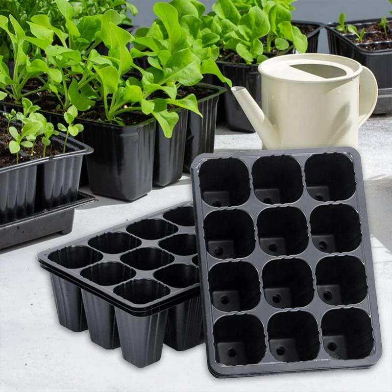 Seed Starter Tray - 12 หลุมผักต้นกล้าหม้อต้นกล้าถาดสวนหม้อทนทานเมล็ดการงอกพืชดอกไม้หม้อ Grow กล่องสําหรับปลูก