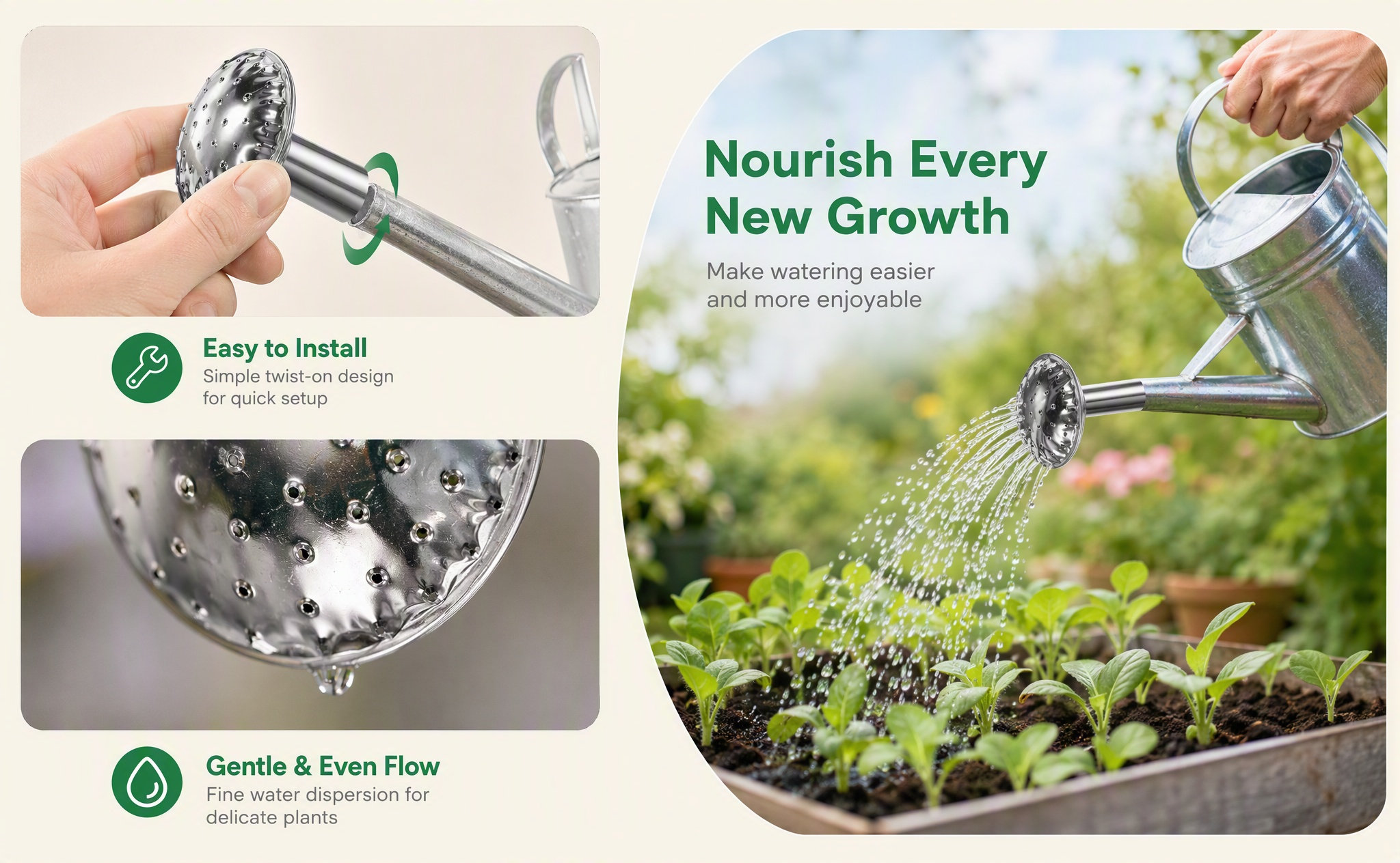 Watering Can - หัวฉีดพ่นน้ำสำหรับบัวรดน้ำ สแตนเลส – ทนทาน ติดตั้งง่าย หัวฉีดสำหรับสวน