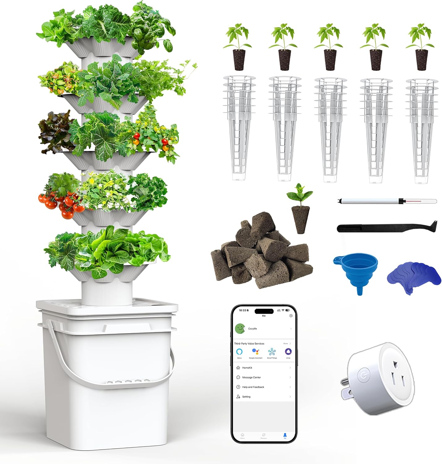 Hydroponic Kit - ชุดอุปกรณ์ปลูกพืชแบบไฮโดรโปนิกส์ 5 ชั้น พร้อมช่องปลูก 30 ช่อง