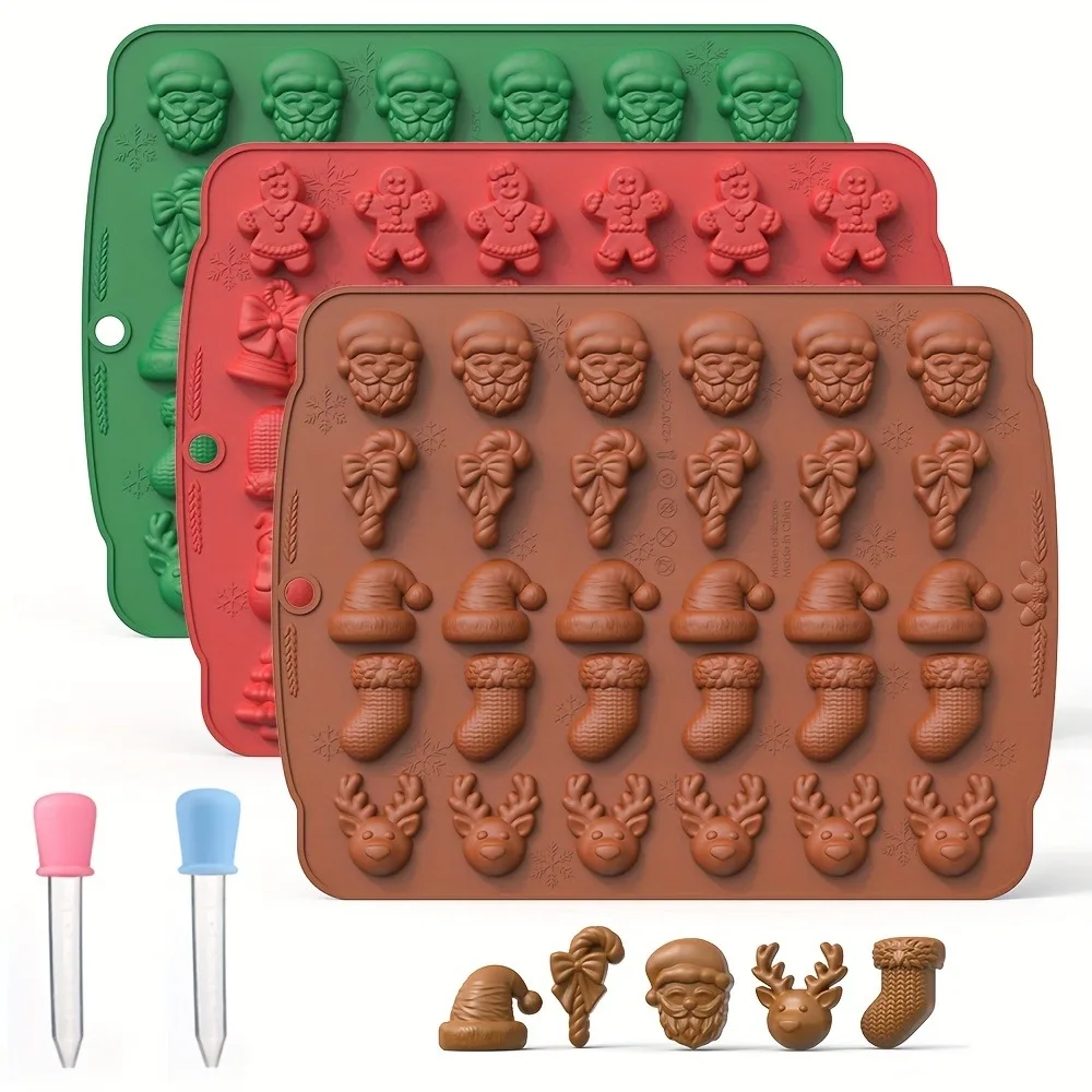 Garden Gloves - คริสต์มาสซิลิโคนช็อกโกแลตแม่พิมพ์ Gingerbread Man Xmas Tree Snowman