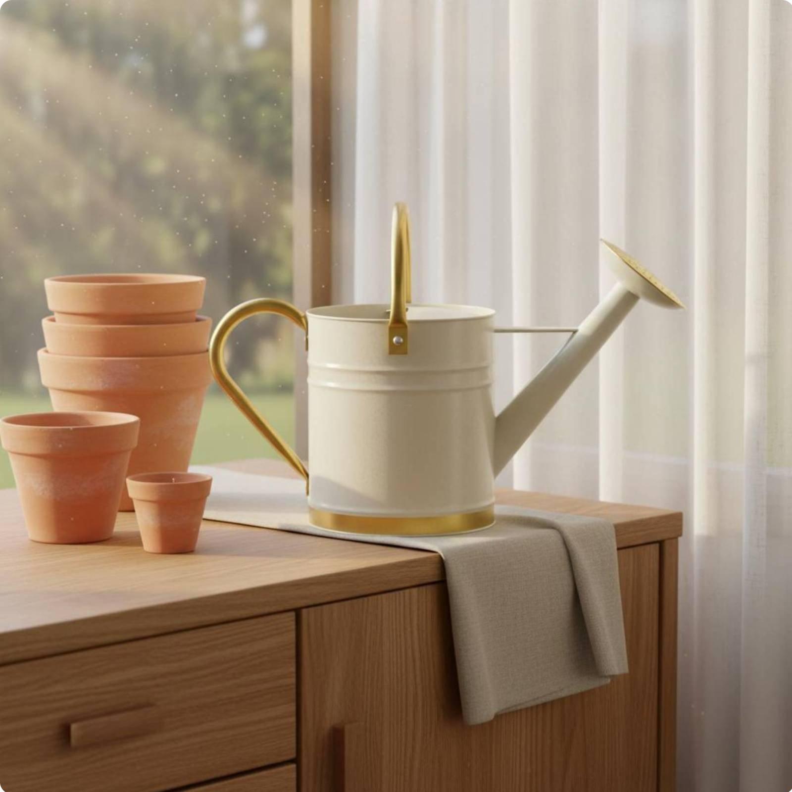 Watering Can - กระบอกน้ำรดต้นไม้แบบปากยาว ป้องกันการรั่วซึม ทำจากโลหะ เหมาะสำหรับระเบียงและสำนักงาน