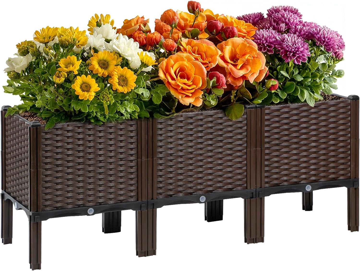 Self Watering Planter - กระถางปลูกต้นไม้หวายสำหรับสวนกลางแจ้ง สีธรรมชาติ รดน้ำเองได้ รูปทรงสี่เหลี่ยม