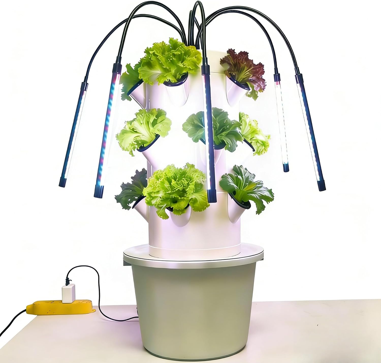 Hydroponic Kit - ระบบปลูกผักไฮโดรโพนิกส์แนวตั้ง 3 ชั้น 15 หลุม ชุดปลูกผักในร่มพร้อมไฟ