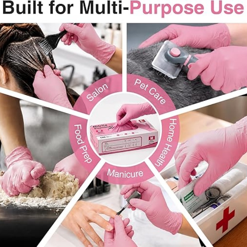 ถุงมือไนไตรล์สีชมพูแบบใช้แล้วท - Garden Gloves บทวิจารณ์และราคา