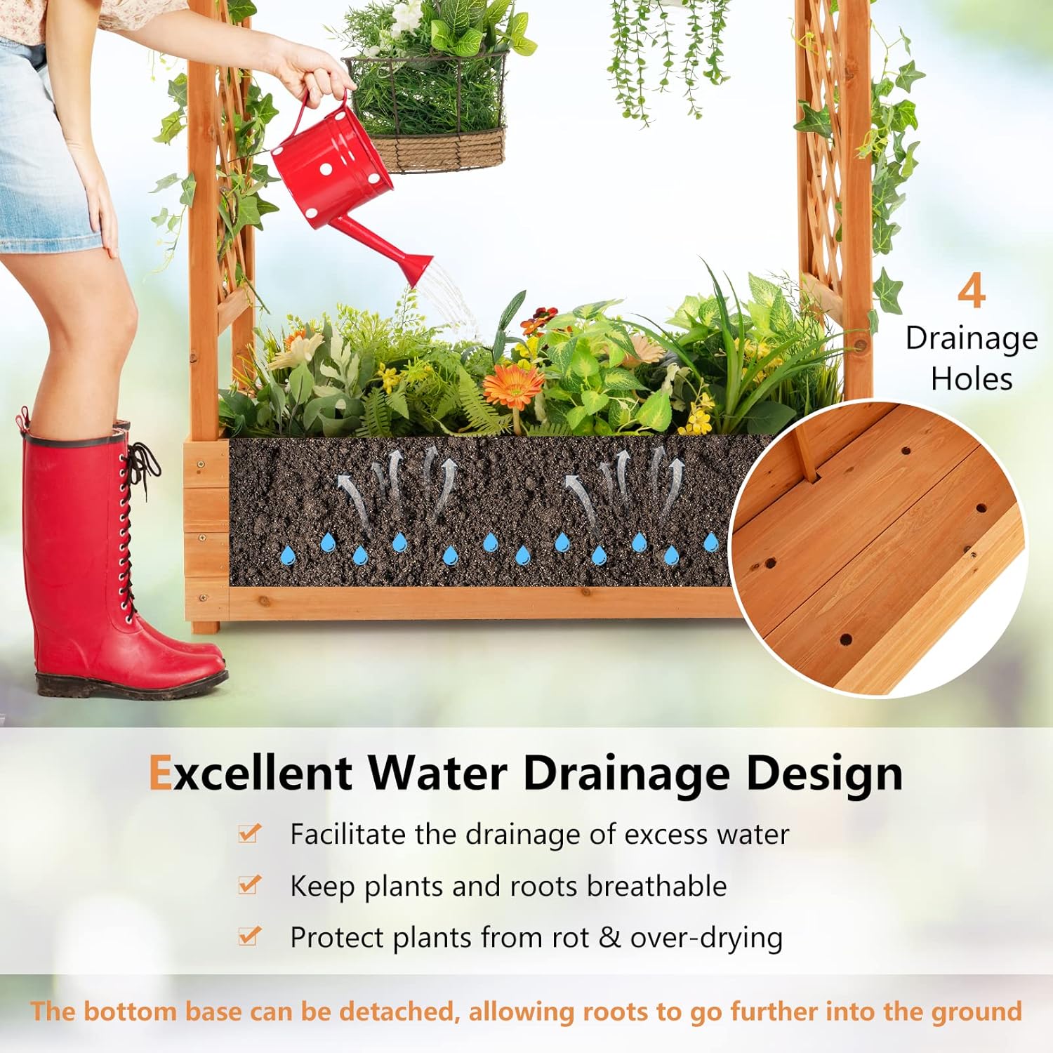แปลงปลูกผักยกพื้นทำจากไม้ พร้อ - Raised Garden Bed บทวิจารณ์และราคา