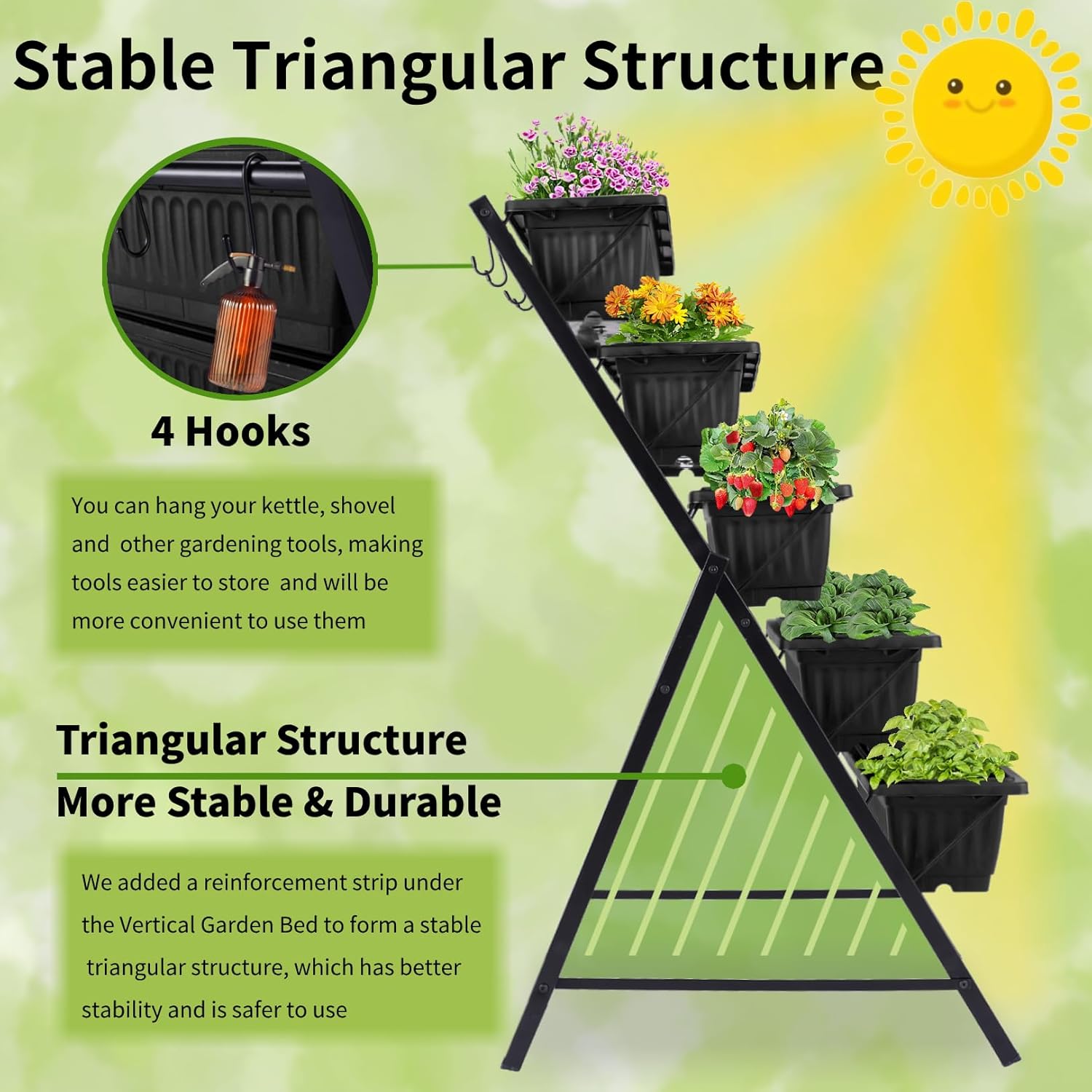 กระถางปลูกต้นไม้โลหะ 5 ชั้น สี - Vertical Planter บทวิจารณ์และราคา