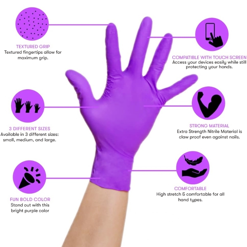 50/100PCS สีม่วงถุงมือไนไตรล์แ - Garden Gloves บทวิจารณ์และราคา